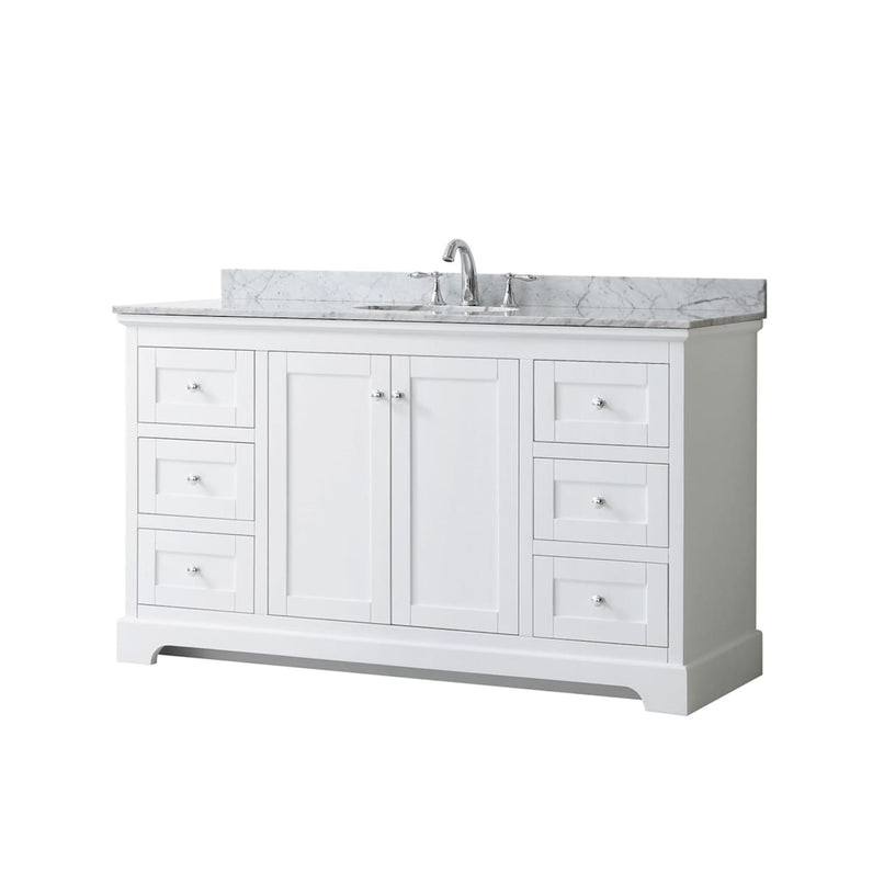 Avery 60" Free Standing Single Basin Vanity Set with Cabinet and Marble Vanity Top - image 1