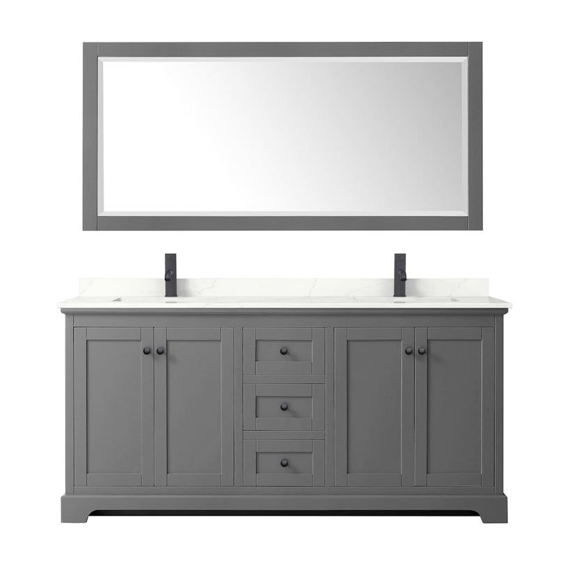 Avery 72" Free Standing Double Basin Vanity Set with Cabinet, Quartz Vanity Top, and Framed Mirror - image 11