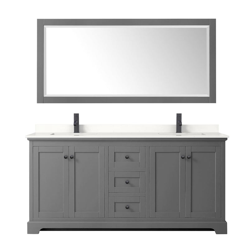 Avery 72" Free Standing Double Basin Vanity Set with Cabinet, Quartz Vanity Top, and Framed Mirror - image 13