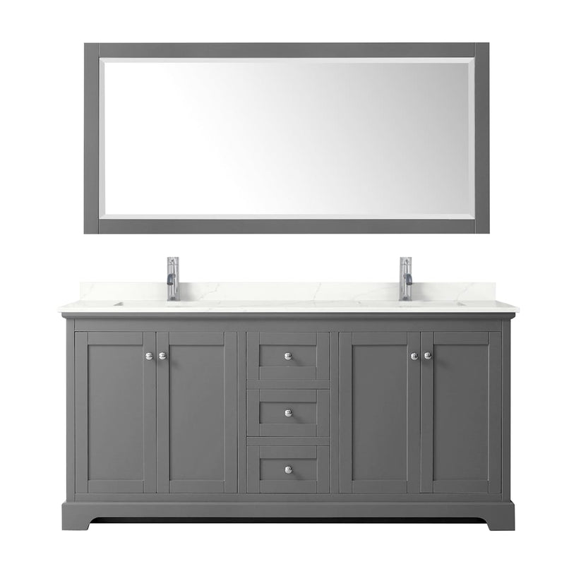 Avery 72" Free Standing Double Basin Vanity Set with Cabinet, Quartz Vanity Top, and Framed Mirror - image 14