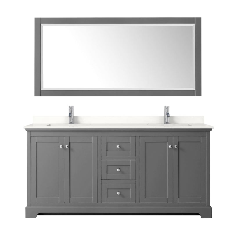 Avery 72" Free Standing Double Basin Vanity Set with Cabinet, Quartz Vanity Top, and Framed Mirror - image 15
