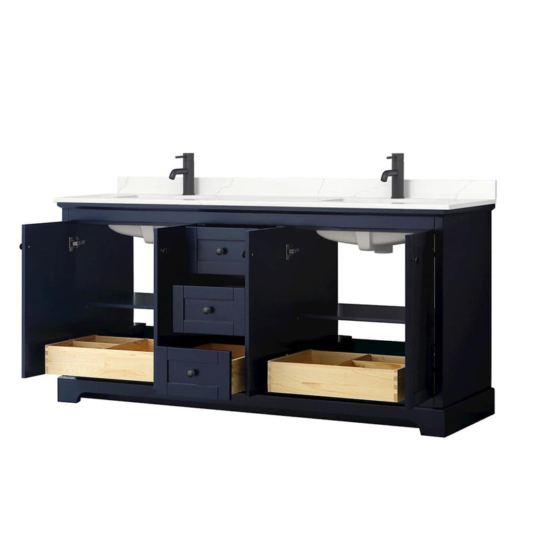 Avery 72" Free Standing Double Basin Vanity Set with Cabinet and Quartz Vanity Top - image 3