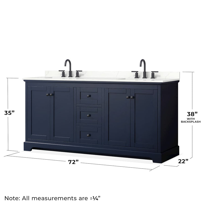 Avery 72" Free Standing Double Basin Vanity Set with Cabinet, Quartz Vanity Top, and Framed Mirror - image 7