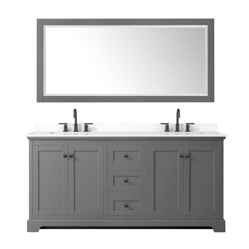 Avery 72" Free Standing Double Basin Vanity Set with Cabinet, Quartz Vanity Top, and Framed Mirror - image 13