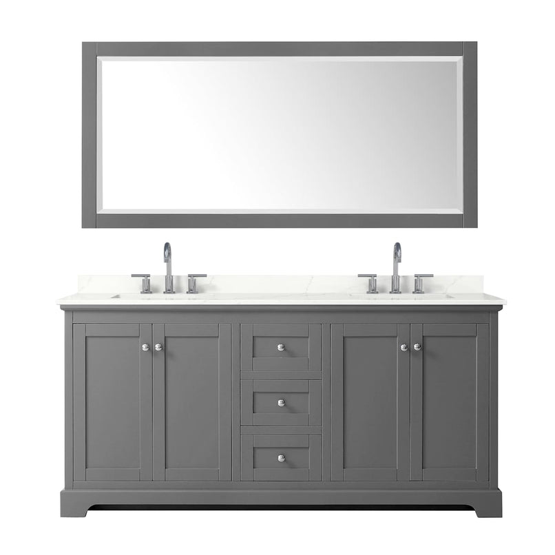 Avery 72" Free Standing Double Basin Vanity Set with Cabinet, Quartz Vanity Top, and Framed Mirror - image 14