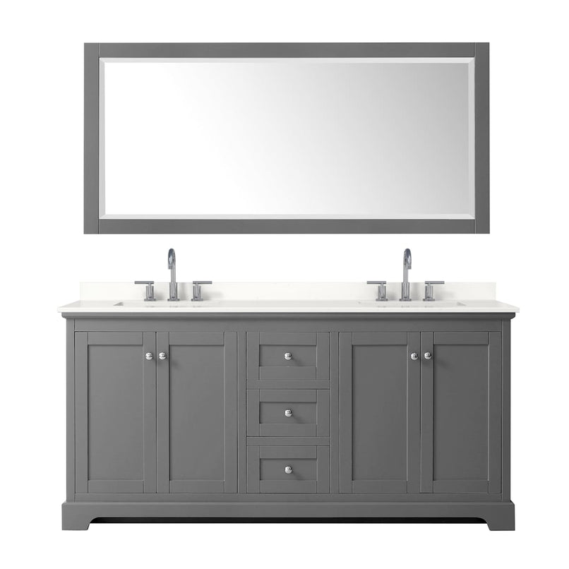 Avery 72" Free Standing Double Basin Vanity Set with Cabinet, Quartz Vanity Top, and Framed Mirror - image 15