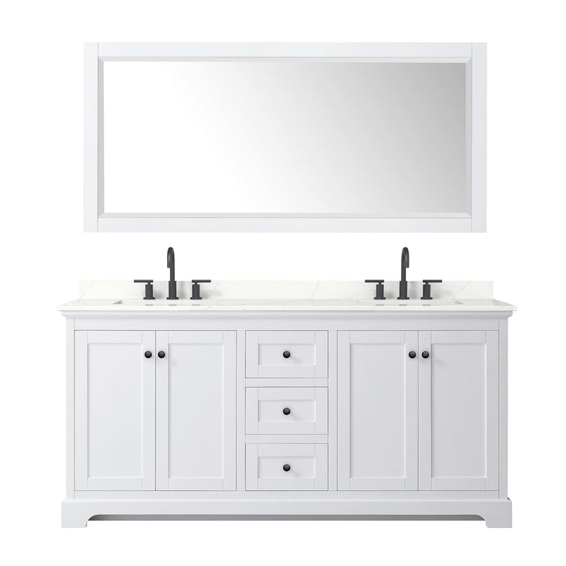 Avery 72" Free Standing Double Basin Vanity Set with Cabinet, Quartz Vanity Top, and Framed Mirror - image 16