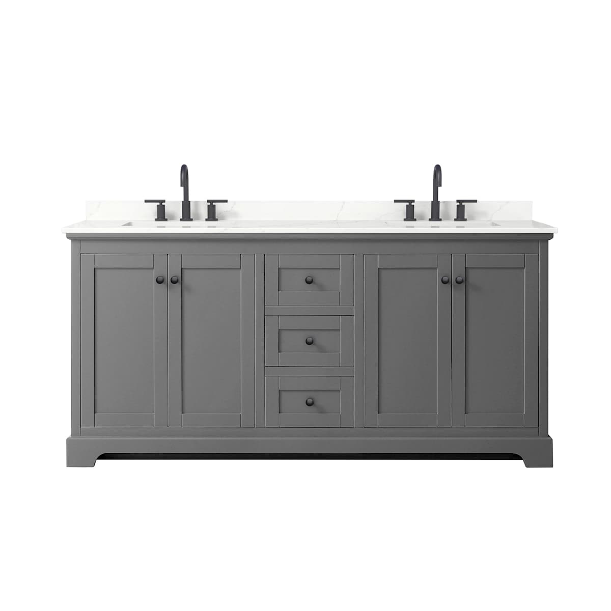 Avery 72" Free Standing Double Basin Vanity Set with Cabinet and Quartz Vanity Top