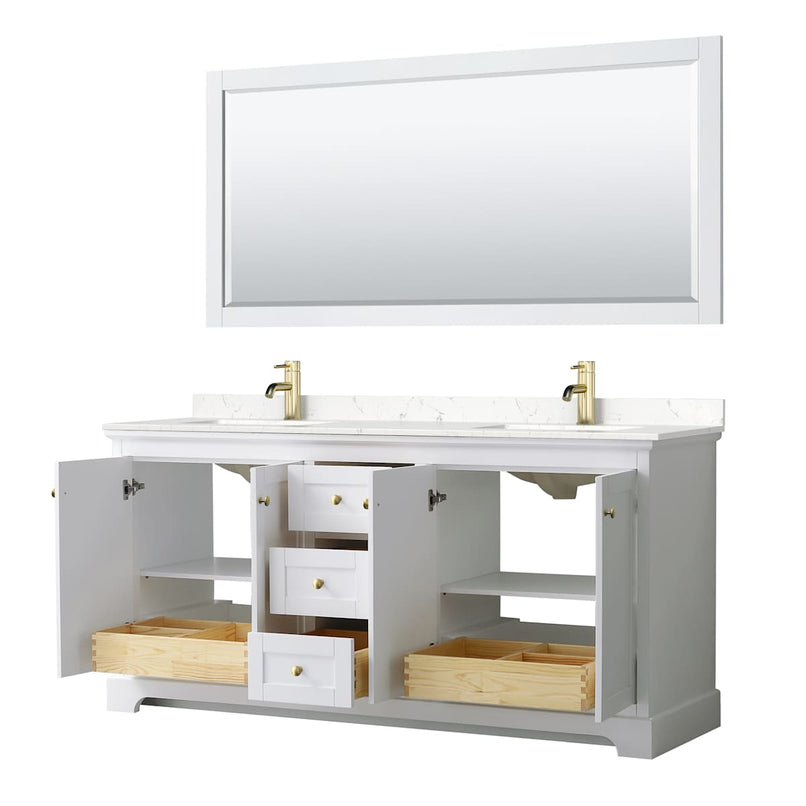 Avery 72" Free Standing Double Basin Vanity Set with Cabinet, Cultured Marble Vanity Top, and Framed Mirror - image 3