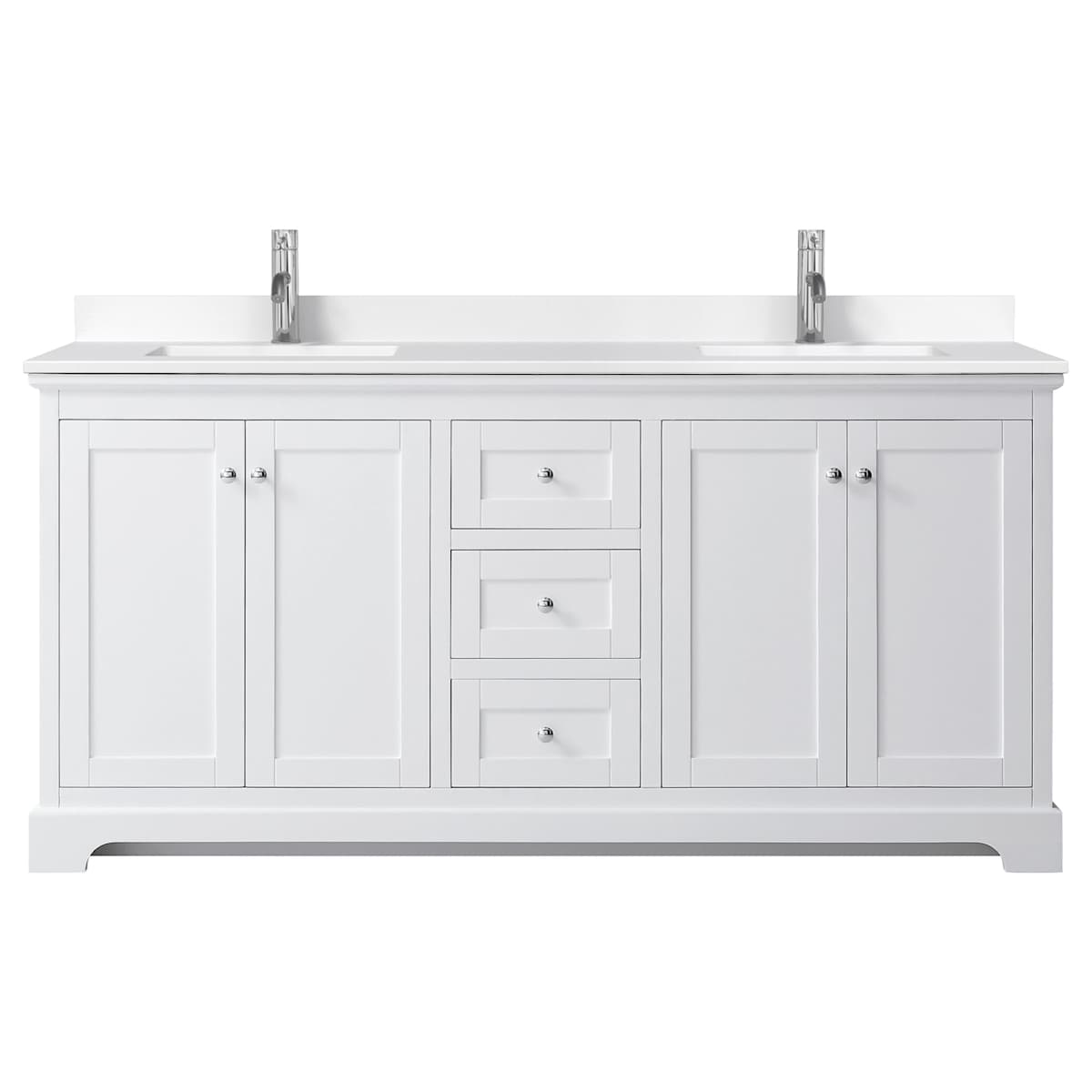 Avery 72" Free Standing Double Basin Vanity Set with Cabinet and Cultured Marble Vanity Top