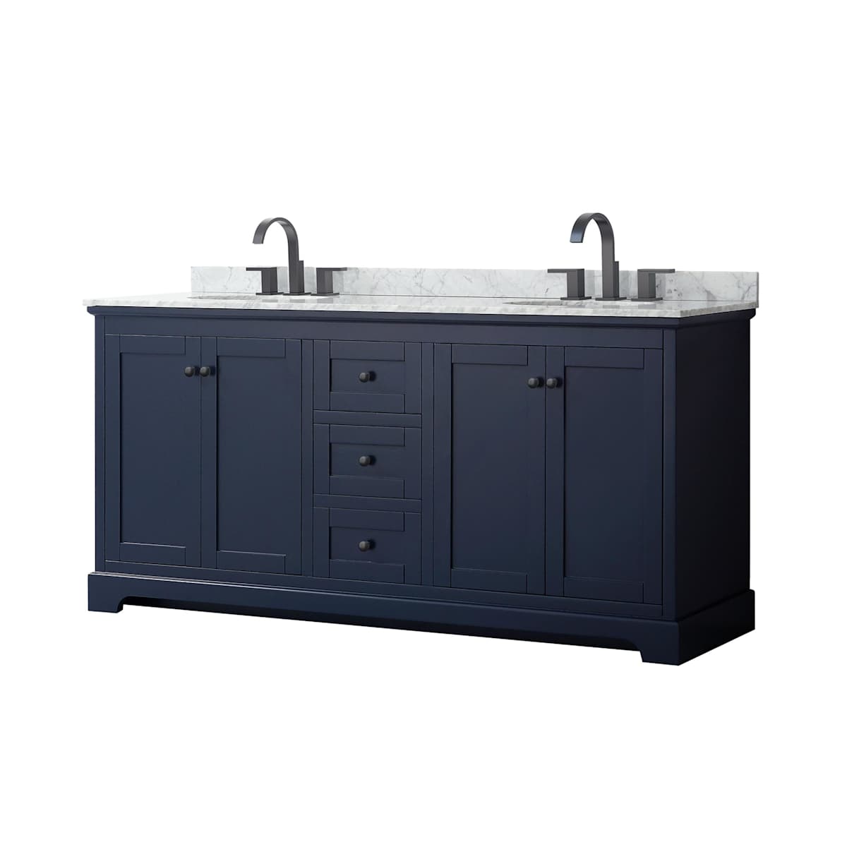 Avery 72" Free Standing Double Basin Vanity Set with Cabinet and Marble Vanity Top