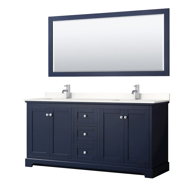 Avery 72" Free Standing Double Basin Vanity Set with Cabinet, Quartz Vanity Top, and Framed Mirror - image 1