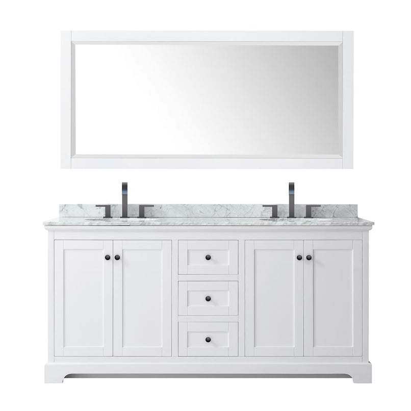 Avery 72" Free Standing Double Basin Vanity Set with Cabinet, Marble Vanity Top, and Framed Mirror - image 7