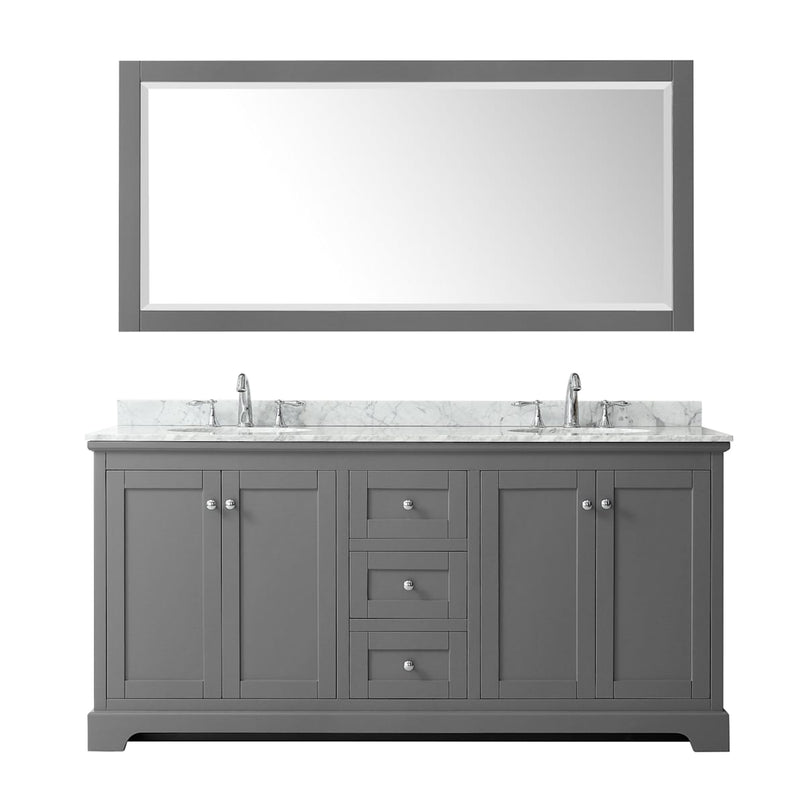 Avery 72" Free Standing Double Basin Vanity Set with Cabinet, Marble Vanity Top, and Framed Mirror - image 8