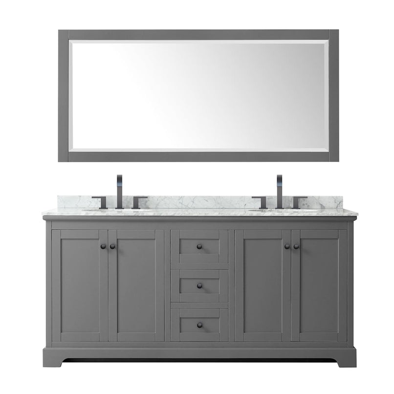 Avery 72" Free Standing Double Basin Vanity Set with Cabinet, Marble Vanity Top, and Framed Mirror - image 9