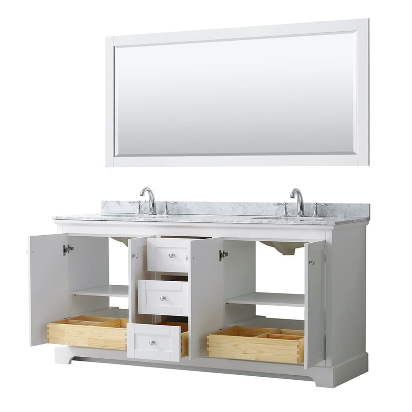 Avery 72" Free Standing Double Basin Vanity Set with Cabinet, Marble Vanity Top, and Framed Mirror - image 15