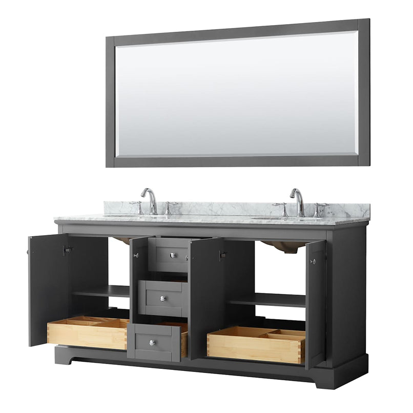 Avery 72" Free Standing Double Basin Vanity Set with Cabinet, Marble Vanity Top, and Framed Mirror - image 17