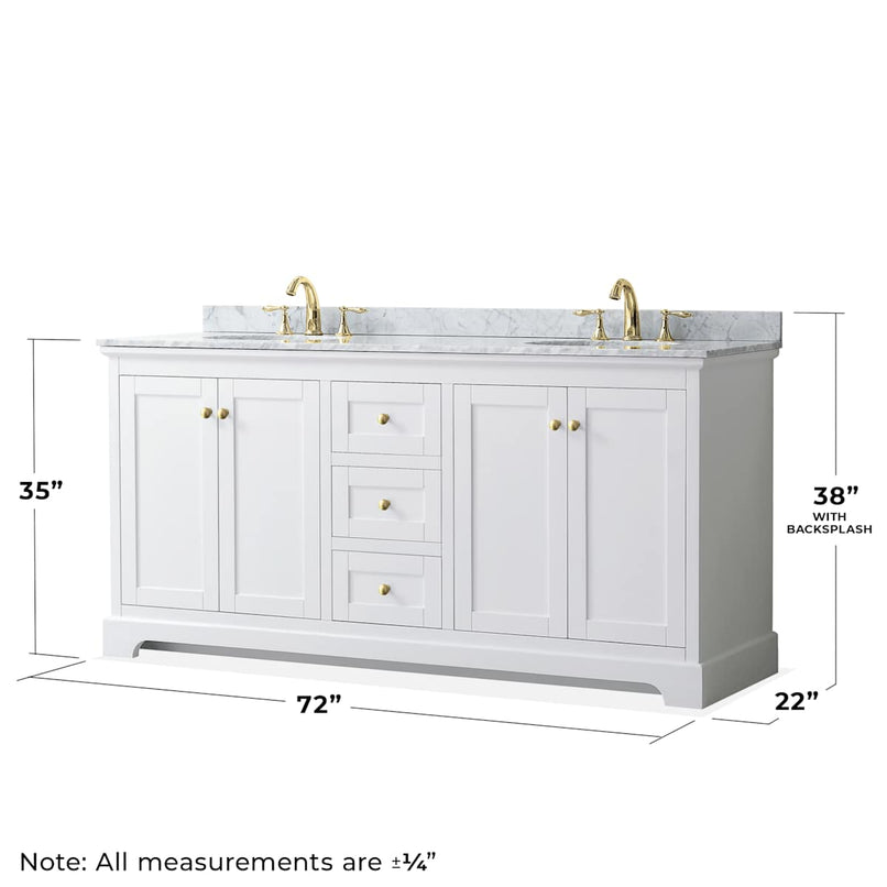 Avery 72" Free Standing Double Basin Vanity Set with Cabinet and Marble Vanity Top - image 3