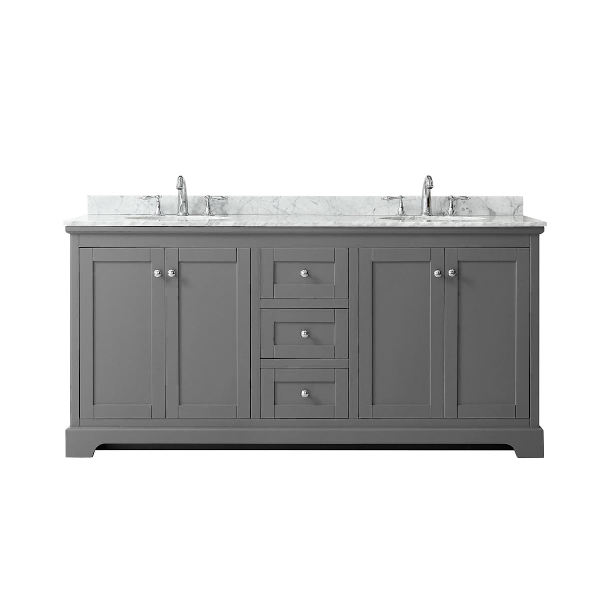 Avery 72" Free Standing Double Basin Vanity Set with Cabinet and Marble Vanity Top