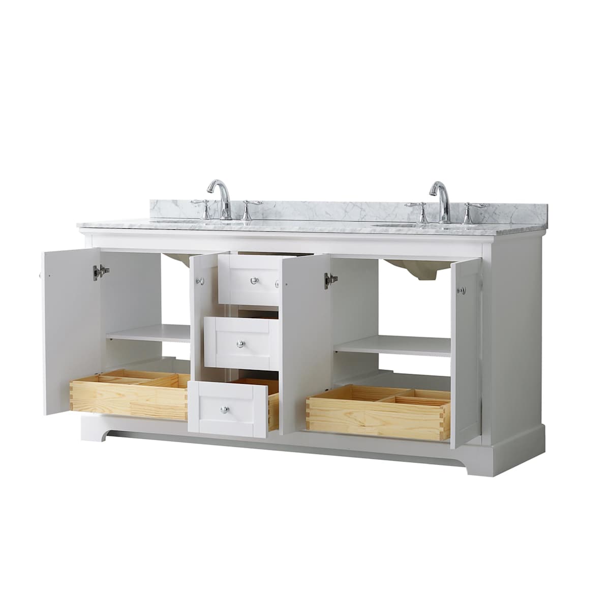 Avery 72" Free Standing Double Basin Vanity Set with Cabinet and Marble Vanity Top