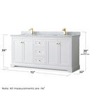 Avery 72" Free Standing Double Basin Vanity Set with Cabinet, Marble Vanity Top, and Framed Mirror - image 4