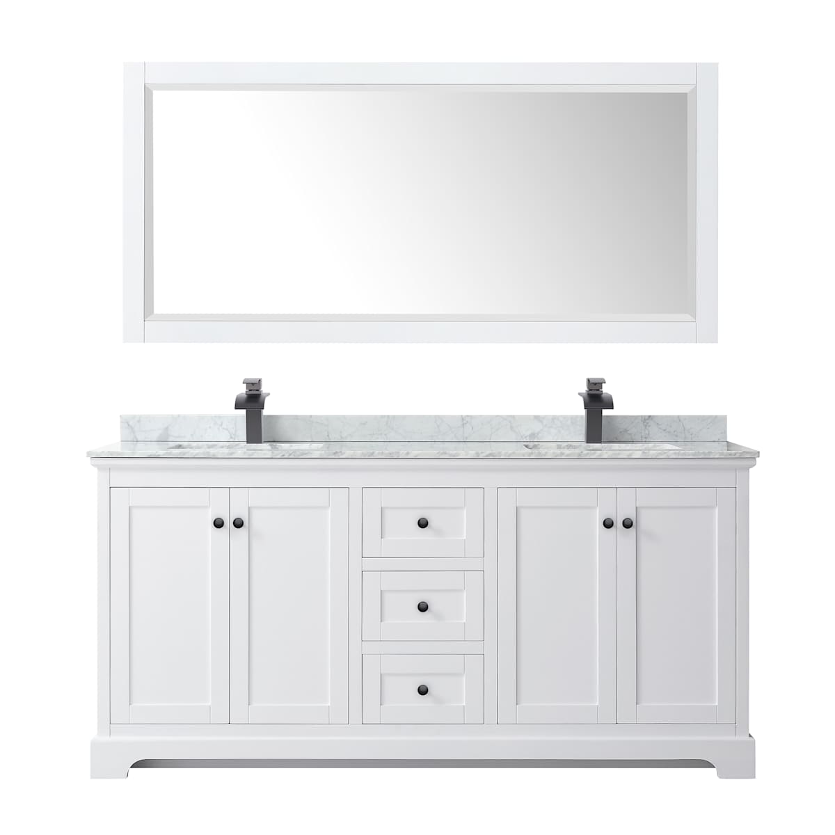 Avery 72" Free Standing Double Basin Vanity Set with Cabinet, Marble Vanity Top, and Framed Mirror