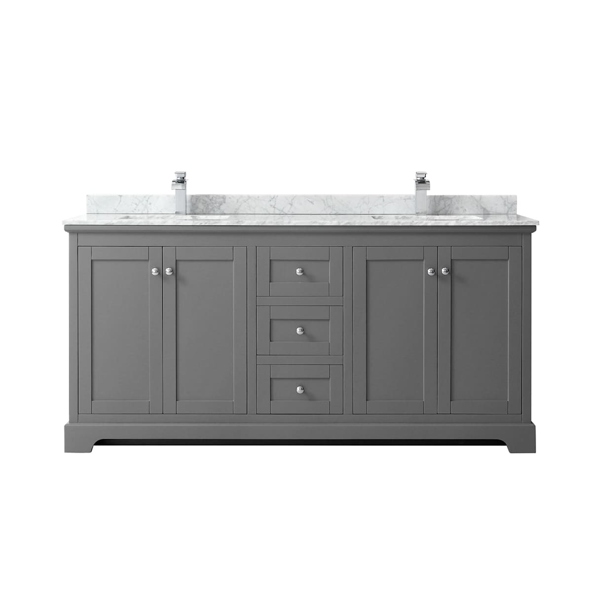 Avery 72" Free Standing Double Basin Vanity Set with Cabinet and Marble Vanity Top