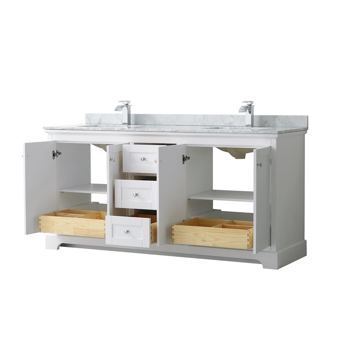 Avery 72" Free Standing Double Basin Vanity Set with Cabinet and Marble Vanity Top