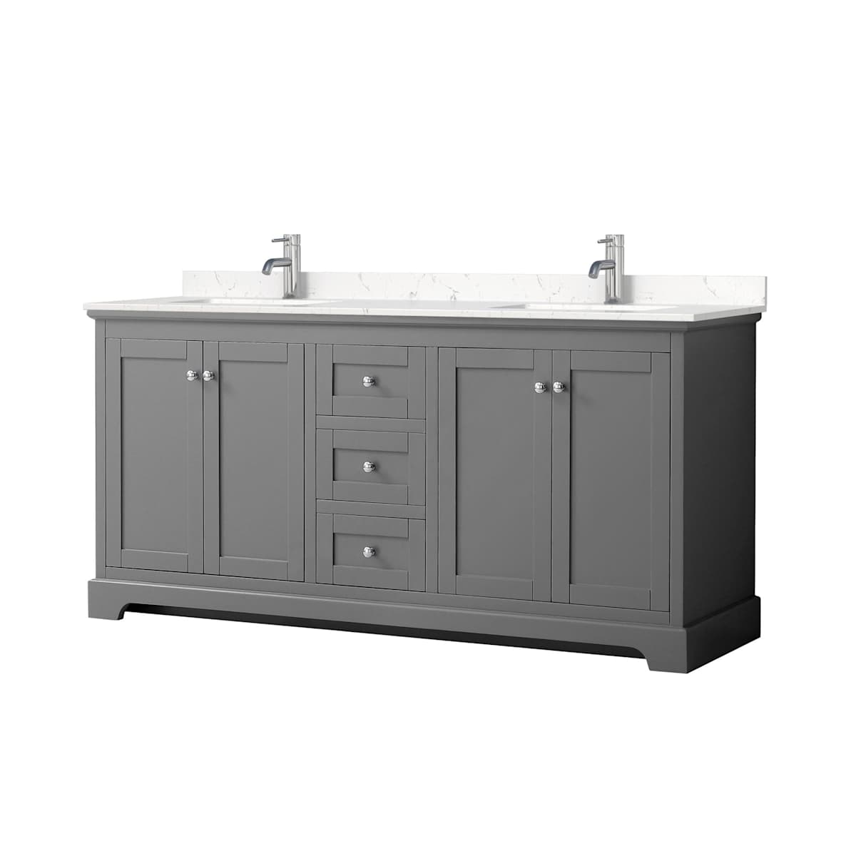 Avery 72" Free Standing Double Basin Vanity Set with Cabinet and Cultured Marble Vanity Top