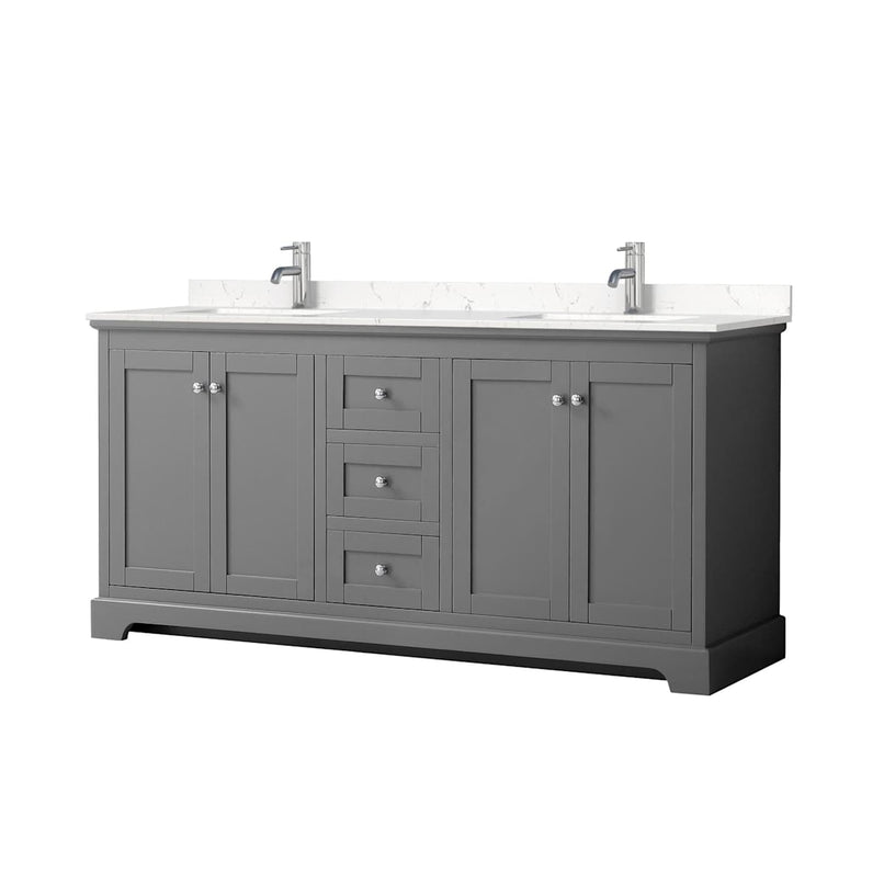 Avery 72" Free Standing Double Basin Vanity Set with Cabinet and Cultured Marble Vanity Top - image 1