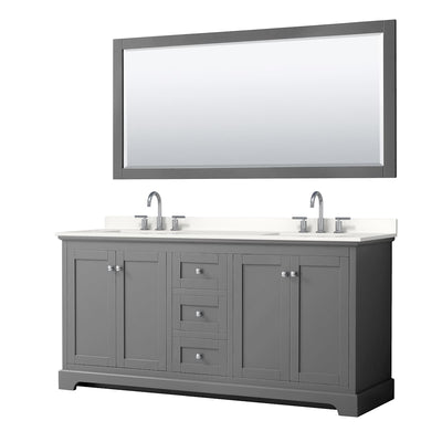 Avery 72" Free Standing Double Basin Vanity Set with Cabinet, Quartz Vanity Top, and Framed Mirror - image 1
