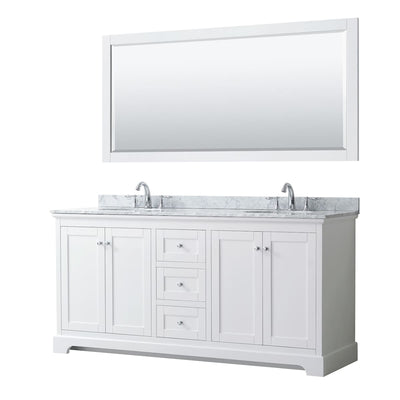 Avery 72" Free Standing Double Basin Vanity Set with Cabinet, Marble Vanity Top, and Framed Mirror - image 1