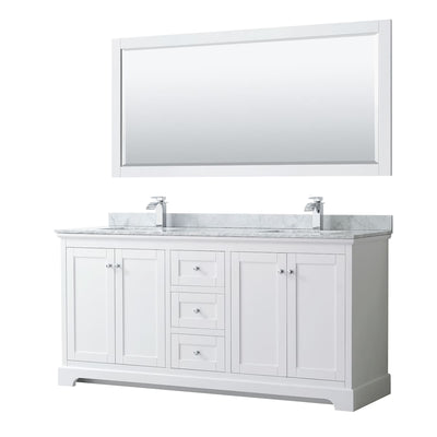 Avery 72" Free Standing Double Basin Vanity Set with Cabinet, Marble Vanity Top, and Framed Mirror - image 1