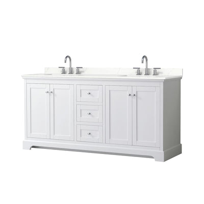 Avery 72" Free Standing Double Basin Vanity Set with Cabinet and Quartz Vanity Top - image 1