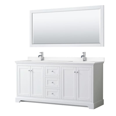 Avery 72" Free Standing Double Basin Vanity Set with Cabinet, Cultured Marble Vanity Top, and Framed Mirror - image 1