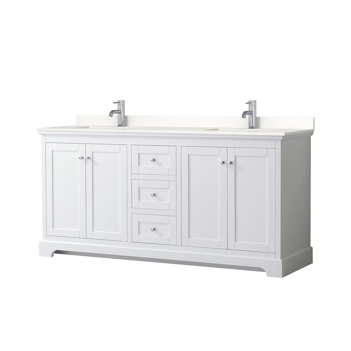 Avery 72" Free Standing Double Basin Vanity Set with Cabinet and Quartz Vanity Top