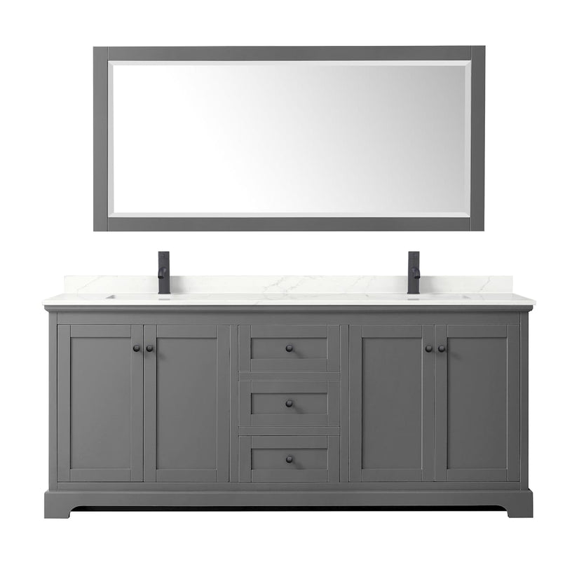Avery 80" Free Standing Double Basin Vanity Set with Cabinet, Quartz Vanity Top, and Framed Mirror - image 11