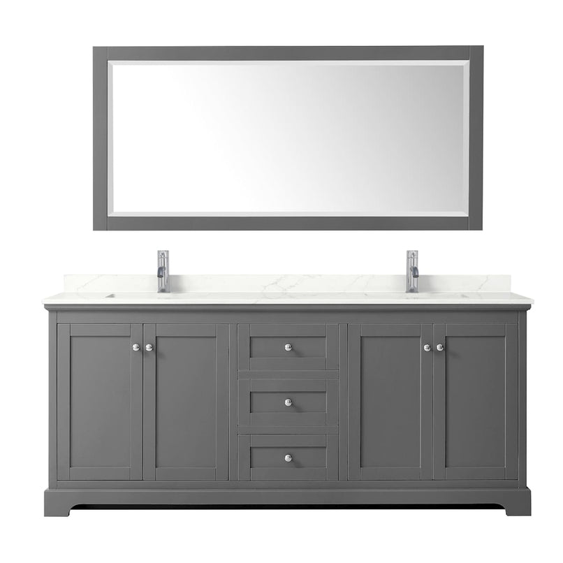 Avery 80" Free Standing Double Basin Vanity Set with Cabinet, Quartz Vanity Top, and Framed Mirror - image 14