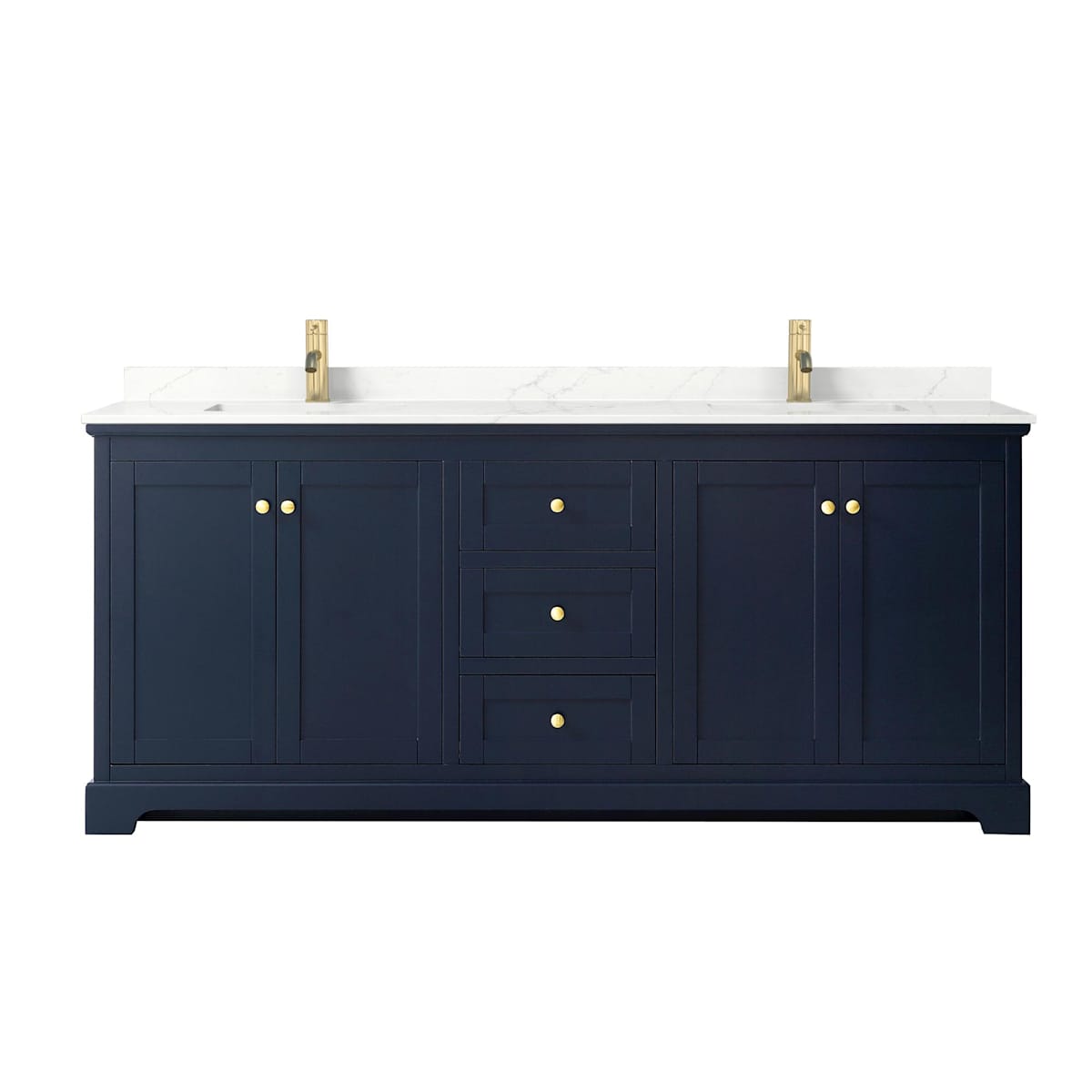 Avery 80" Free Standing Double Basin Vanity Set with Cabinet and Quartz Vanity Top