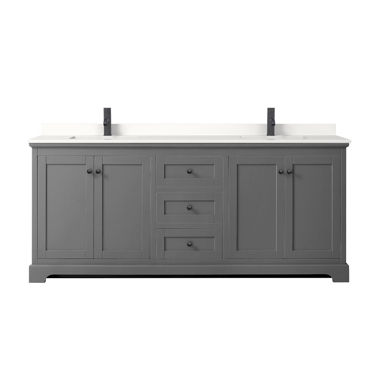 Avery 80" Free Standing Double Basin Vanity Set with Cabinet and Quartz Vanity Top