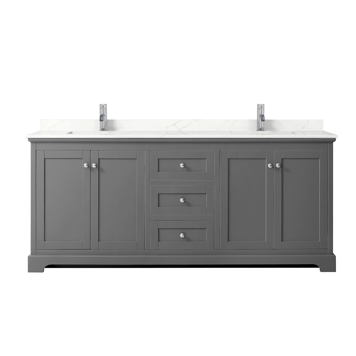 Avery 80" Free Standing Double Basin Vanity Set with Cabinet and Quartz Vanity Top