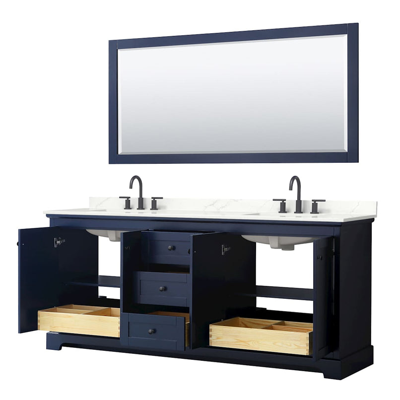 Avery 80" Free Standing Double Basin Vanity Set with Cabinet, Quartz Vanity Top, and Framed Mirror - image 3