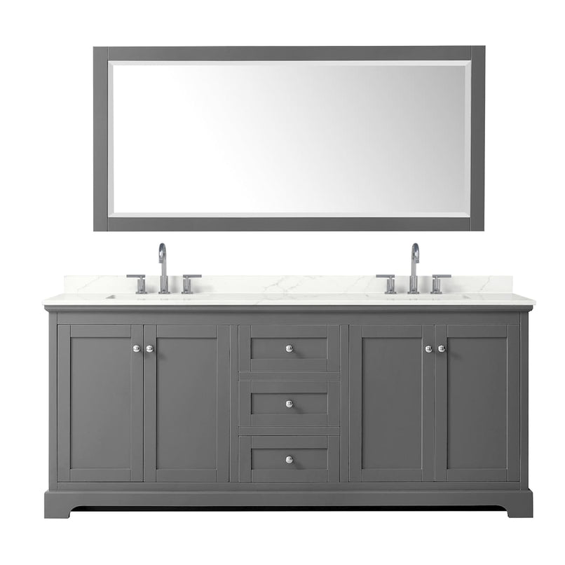 Avery 80" Free Standing Double Basin Vanity Set with Cabinet, Quartz Vanity Top, and Framed Mirror - image 14