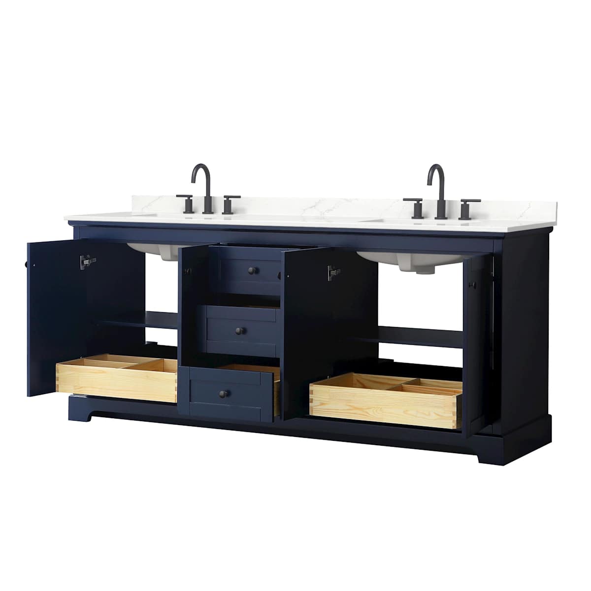 Avery 80" Free Standing Double Basin Vanity Set with Cabinet and Quartz Vanity Top