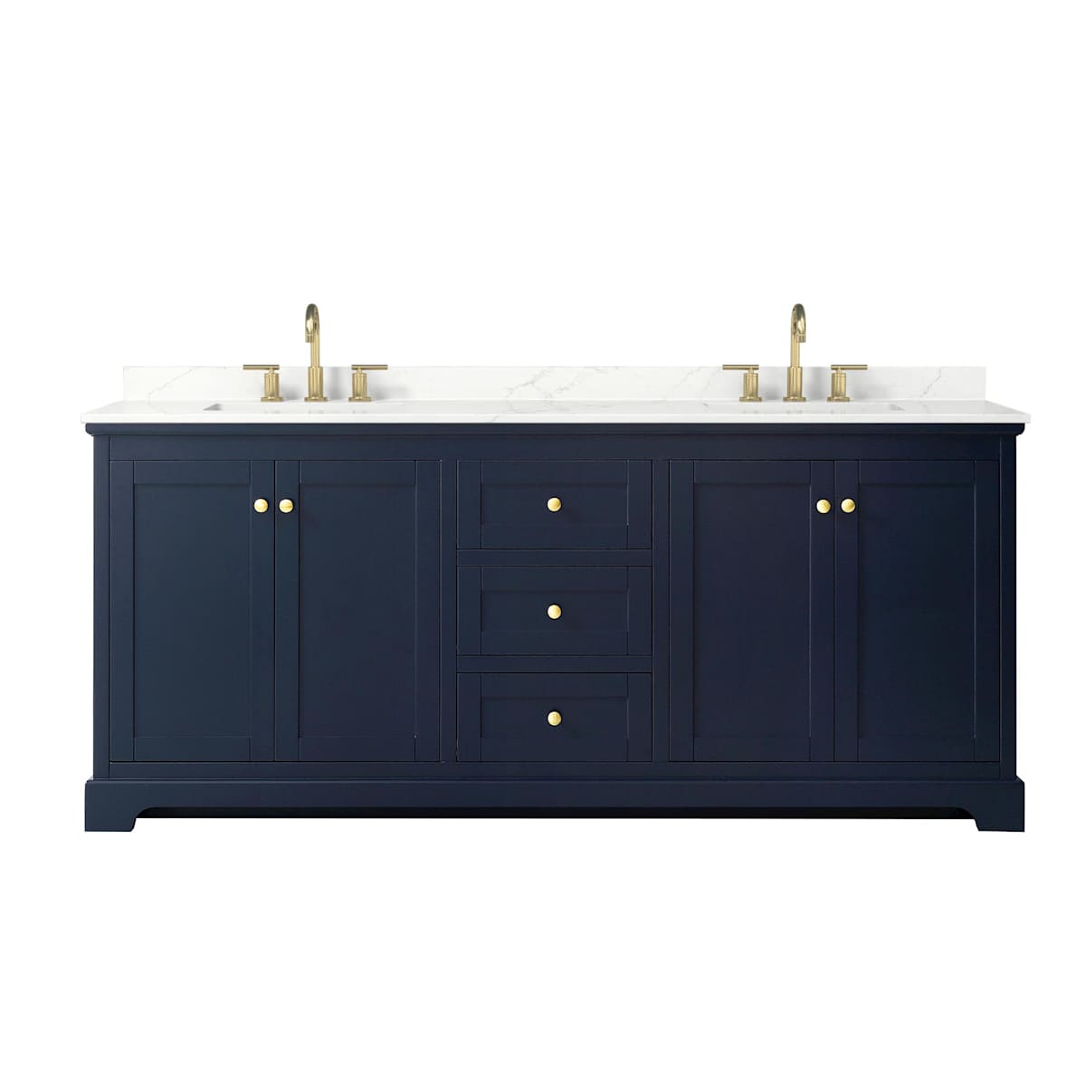 Avery 80" Free Standing Double Basin Vanity Set with Cabinet and Quartz Vanity Top