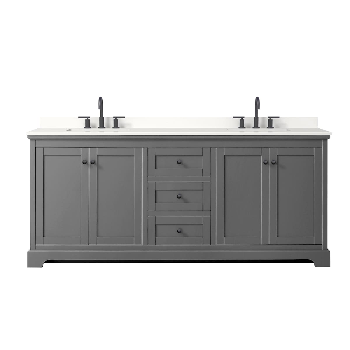 Avery 80" Free Standing Double Basin Vanity Set with Cabinet and Quartz Vanity Top
