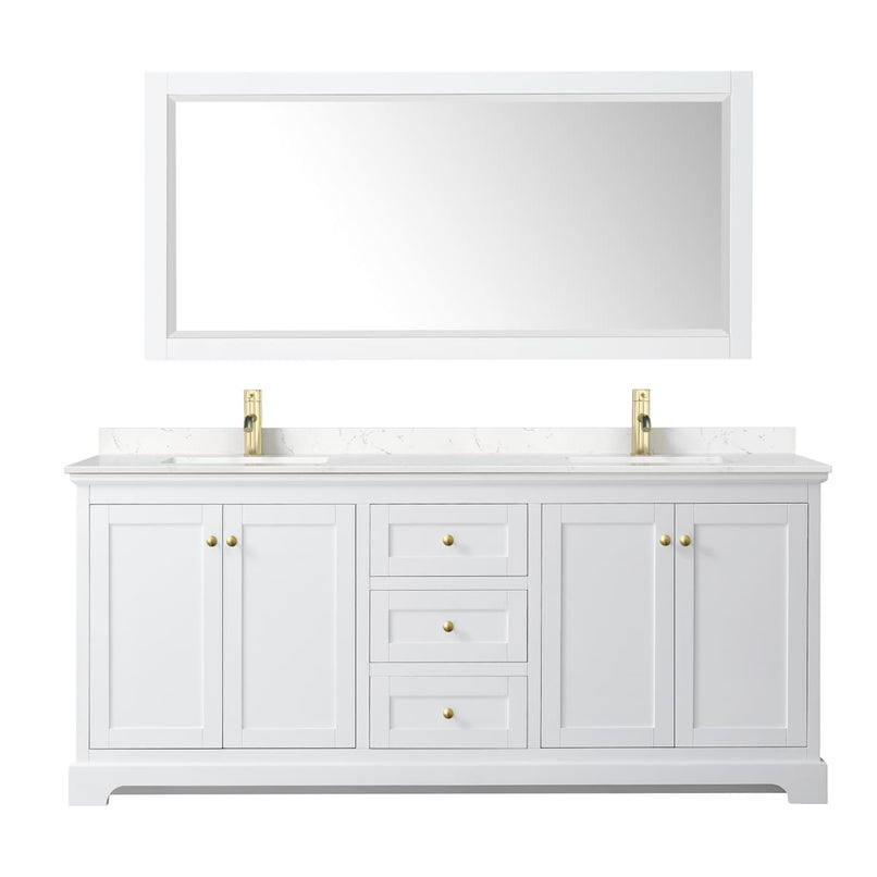 Avery 80" Free Standing Double Basin Vanity Set with Cabinet, Cultured Marble Vanity Top, and Framed Mirror - image 2