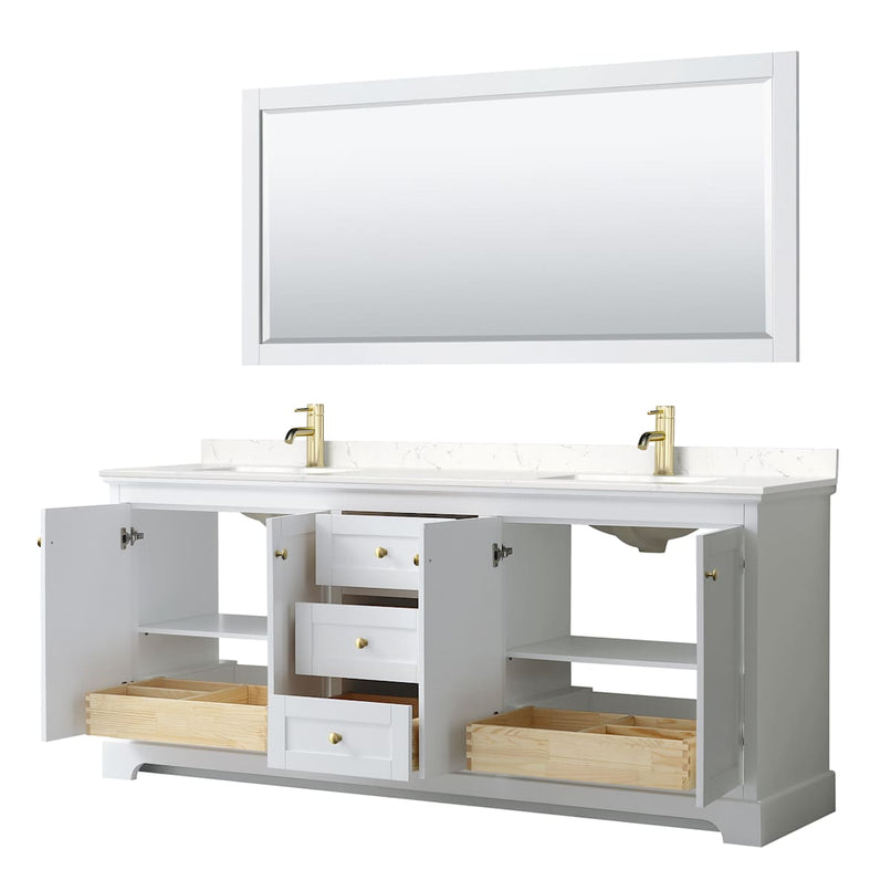 Avery 80" Free Standing Double Basin Vanity Set with Cabinet, Cultured Marble Vanity Top, and Framed Mirror - image 3