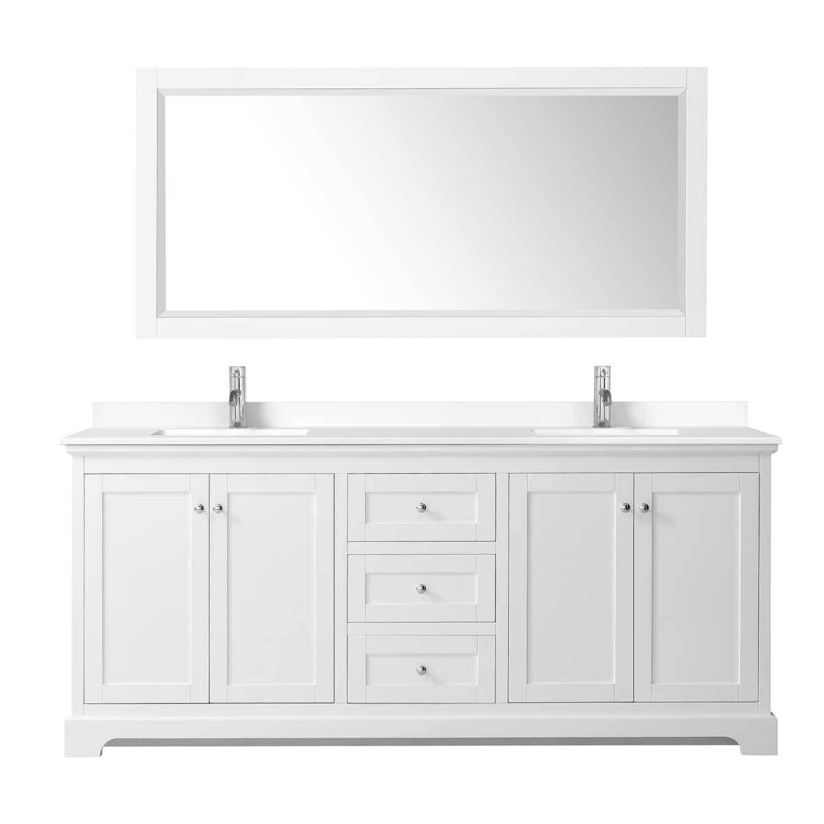 Avery 80" Free Standing Double Basin Vanity Set with Cabinet, Cultured Marble Vanity Top, and Framed Mirror - image 7