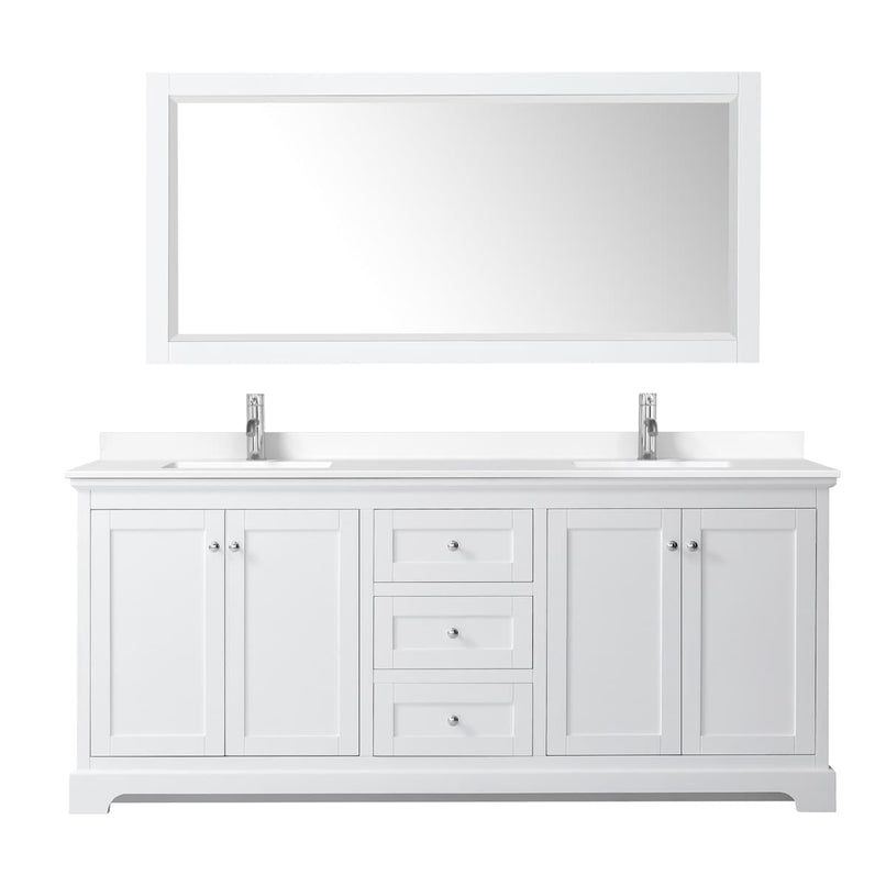Avery 80" Free Standing Double Basin Vanity Set with Cabinet, Cultured Marble Vanity Top, and Framed Mirror - image 7